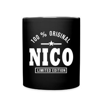 Geschenk Nico personalisierter Name nico - Tasse einfarbig - Schwarz - Vorne