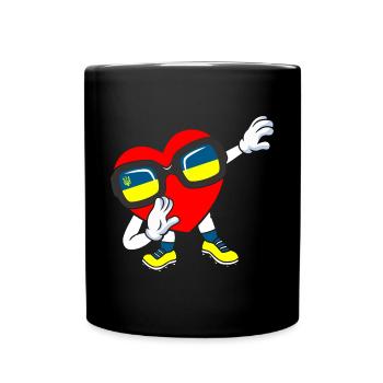 Ukraine Dabbing Herz - Tasse einfarbig - Schwarz - Vorne