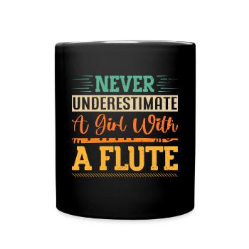 Ne sous-estimez jamais une fille avec une flûte - Mug uni - noir - Devant