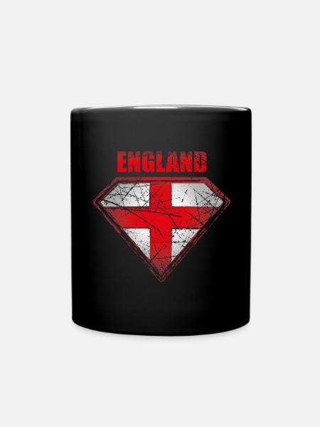 England Superhero Flag Vintage Retro Symbol - Full Colour Mug - black
