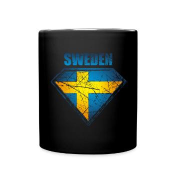 Sweden Superhero Flag Swedish Symbol - Full Colour Mug - black - Front