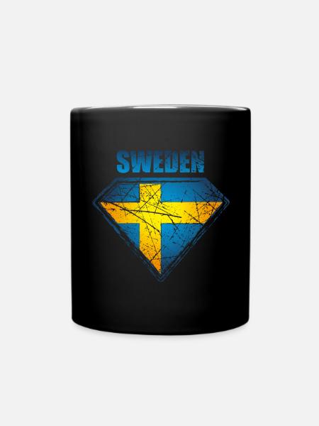 Suède Superhero Flag Symbole suédois - Mug uni - noir