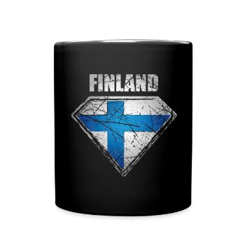 Finland Superhero Flag Retro Finnish Symbol - Full Colour Mug - black - Front