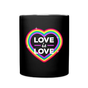 Love is equal. Liebe kennt kein Geschlecht. Spruch - Tasse einfarbig - Schwarz - Vorne