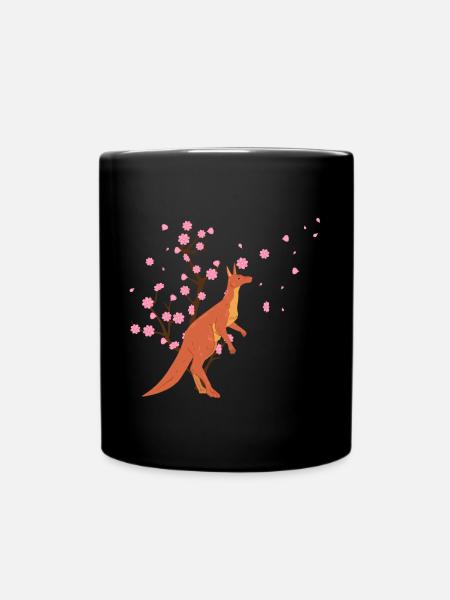 Kirschblüte Känguru Japanische Sakura Blume - Tasse einfarbig - Schwarz