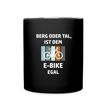 E-Bike Spruch - Tasse einfarbig - Schwarz - Vorne