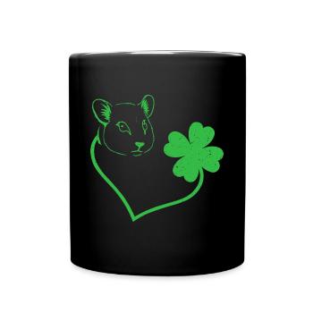 Hamster Kleeblatt Herz Kleeblatt - Tasse einfarbig - Schwarz - Vorne