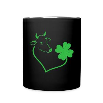 Kuh Kleeblatt Herz Kleeblatt - Tasse einfarbig - Schwarz - Vorne