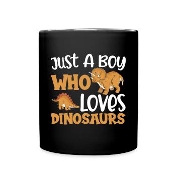 Just a Boy Who Loves Dinosaurs Future - Tasse einfarbig - Schwarz - Vorne