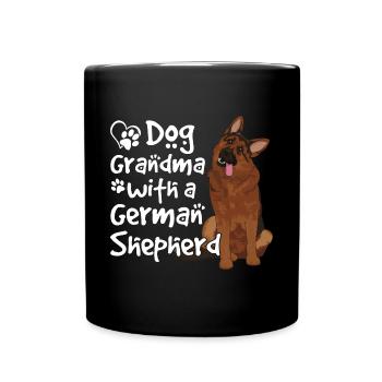 Dog Grandma With German Shepherd Funny - Full Colour Mug - black - Front