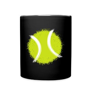 Dessin au pinceau de conception de padel et de balle de tennis - Mug uni - noir - Devant