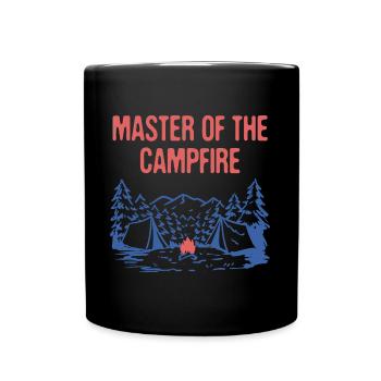 Master of the Campfire Camping Dad Camper Daddy - Tasse einfarbig - Schwarz - Vorne
