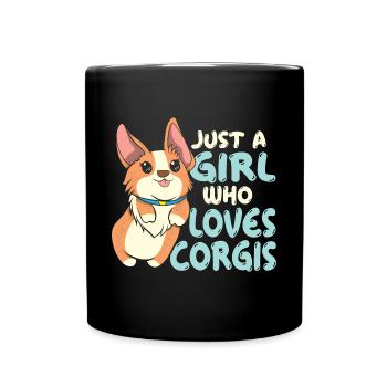 Just A Girl Who Loves Corgis Cute Corgi Dog Lover - Full Colour Mug - black - Front