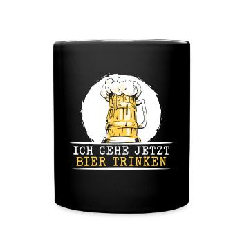 Bier trinken Saufen Party Urlaub Feiern Alkohol - Tasse einfarbig - Schwarz - Vorne