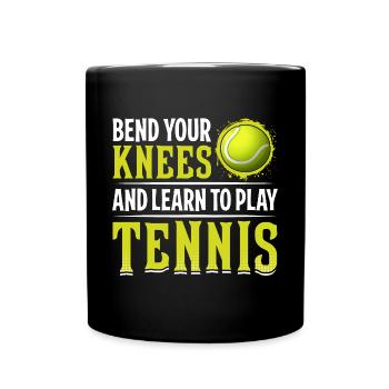 Apprendre à jouer au tennis Drôles de sportifs - Mug uni - noir - Devant