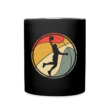 Basketball Spieler Retro Dunking Basketballer - Tasse einfarbig - Schwarz - Vorne