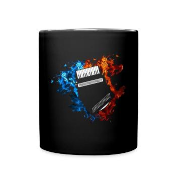 Akkordeon Rot Blau Feuer Musikinstrument - Tasse einfarbig - Schwarz - Vorne