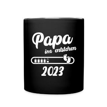 Papa im entstehen 2023, Vater 2023 - Tasse einfarbig - Schwarz - Vorne