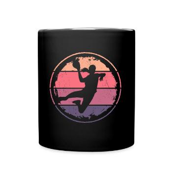 Handball Frauen Retro Handballspielerin Mädchen - Tasse einfarbig - Schwarz - Vorne