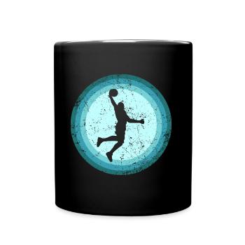 Retro Basketball Spieler Dunking Basketballer - Tasse einfarbig - Schwarz - Vorne