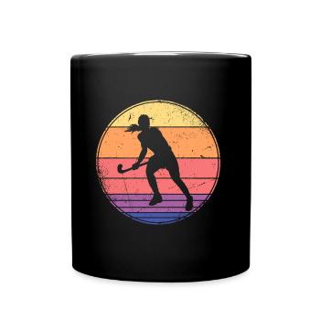 Hockeyspielerin Feldhockey Retro Hockey Frauen - Tasse einfarbig - Schwarz - Vorne