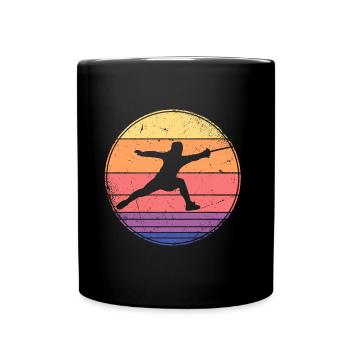 Fencing Fencing Fencing Retro Motif - Full Colour Mug - black - Front