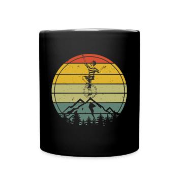 Vintage Einrad Fahrerin - Tasse einfarbig - Schwarz - Vorne