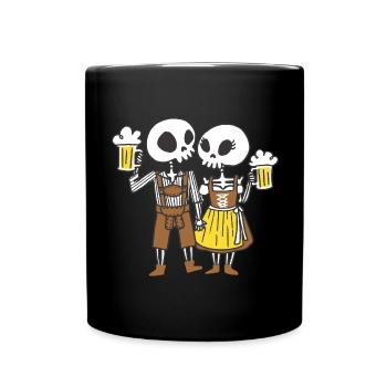 Oktober Skelet Fest Bier Bayern Bierfest Bierzelt - Tasse einfarbig - Schwarz - Vorne