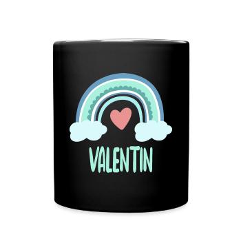 Valentin Name Regenbogen Baby - Tasse einfarbig - Schwarz - Vorne