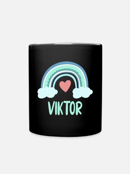 Viktor Name Regenbogen Baby - Tasse einfarbig - Schwarz