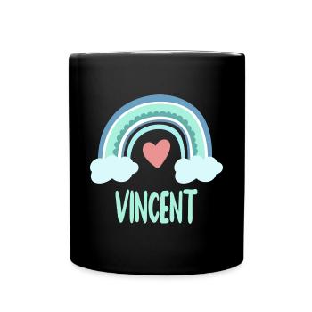 Vincent Name Rainbow Baby - Full Colour Mug - black - Front