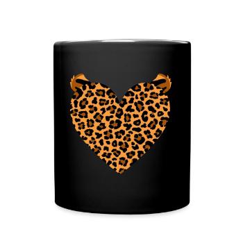Gepardenherz-Design für Geparden-Fans - Tasse einfarbig - Schwarz - Vorne