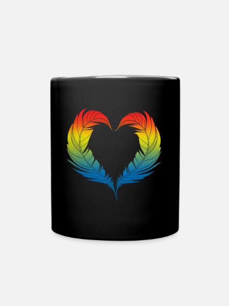 Vogelherz-Design für bunte Vogelfans - Tasse einfarbig - Schwarz