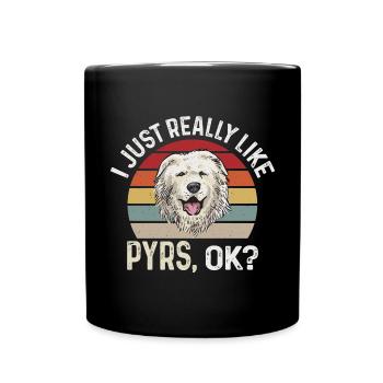 Large Pyrenean Dog Retro Vintage - Full Colour Mug - black - Front