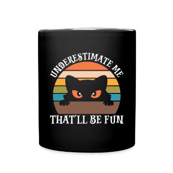Halloween Katze Hexe - Tasse einfarbig - Schwarz - Vorne