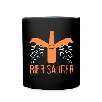 Vambier Halloween JGA Malle Bier Fledermaus Vampir - Tasse einfarbig - Schwarz - Vorne