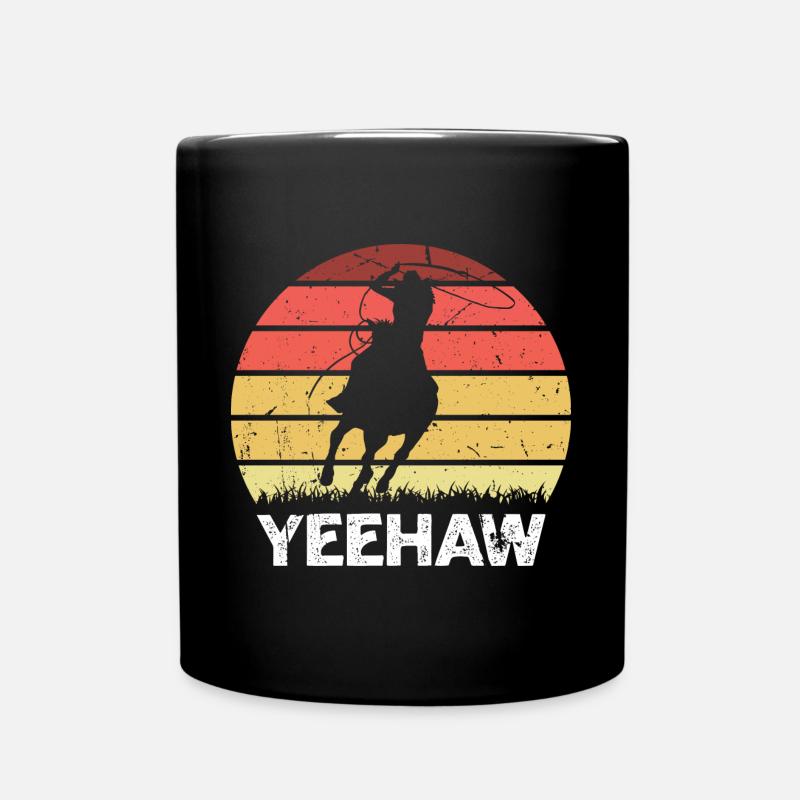 Yeehaw Western Cowboy Bull Riding Rodeo - Tasse einfarbig - Schwarz