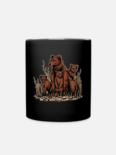 Braunbär Kopf Bär Motiv für Braunbären Team oder - Tasse einfarbig - Schwarz