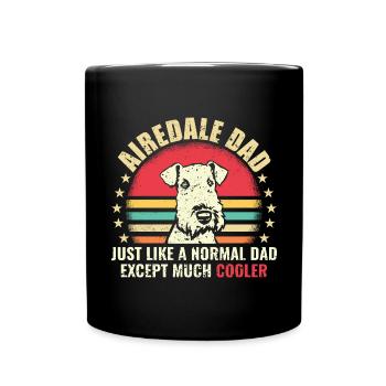 Airedale Terrier Hund - Tasse einfarbig - Schwarz - Vorne
