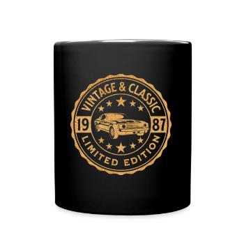 Vintage 1987 35 Year Anniversary Car - Full Colour Mug - black - Front