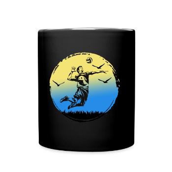 VOLLEYBALL Volleyballer SCHMETTERBALL Auszeit - Tasse einfarbig - Schwarz - Vorne