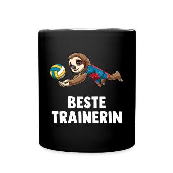 Volleyball Trainerin Faultier - Lustiges - Tasse einfarbig - Schwarz - Vorne