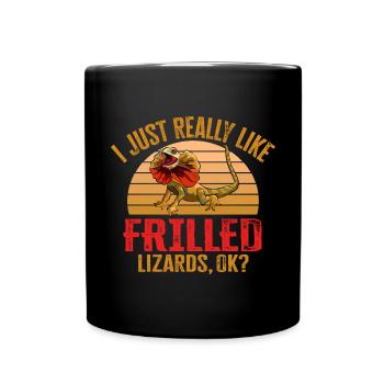Kragenechse Frilled-neck lizard Reptil Herpetologe - Tasse einfarbig - Schwarz - Vorne