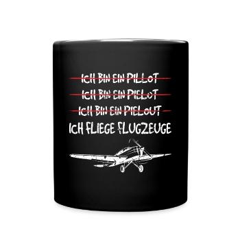 Flugzeug Motorflugzeug Segelflieger Piloten - Tasse einfarbig - Schwarz - Vorne