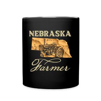 Nebraska Farmer Tractor Lover State Map Farming Lo - Full Colour Mug - black - Front