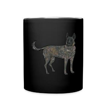 Holländischer Schäferhund Dutch Shepherd - Tasse einfarbig - Schwarz - Vorne