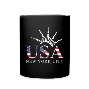 Drapeau des États-Unis Drapeau de New York Statue de la Liberté Cadeau - Mug uni - noir - Devant