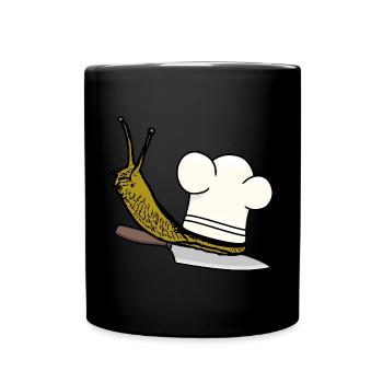 Slimy Kitchen Snail Chef Chef Hat Success - Full Colour Mug - black - Front