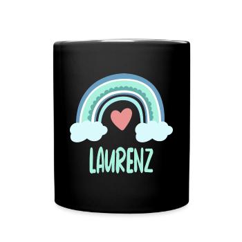 Laurenz Name Regenbogen Baby - Tasse einfarbig - Schwarz - Vorne
