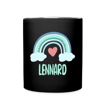 Lennard Name Regenbogen Baby - Tasse einfarbig - Schwarz - Vorne